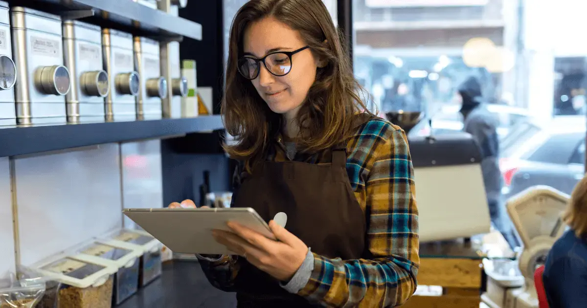 Woman managing a store