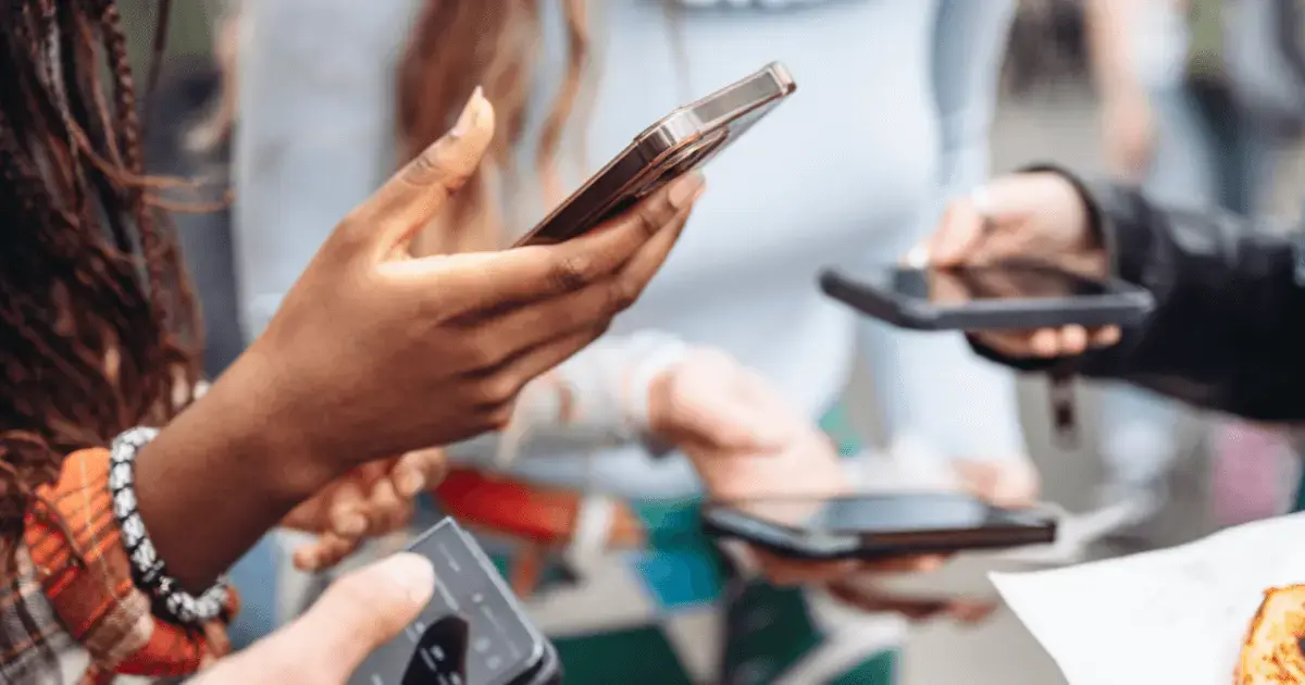 A group of people using social media